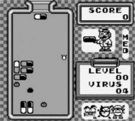 In game image of Dr. Mario on the Nintendo Game Boy.