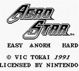 Title screen of Aerostar on the Nintendo Game Boy.
