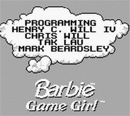 Title screen of Barbie Game Girl on the Nintendo Game Boy.
