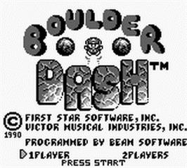 Title screen of Boulder Dash on the Nintendo Game Boy.