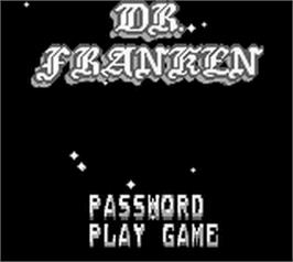 Title screen of Dr. Franken 2 on the Nintendo Game Boy.