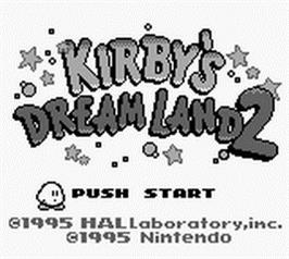 Title screen of Kirby's Dream Land 2 on the Nintendo Game Boy.