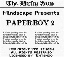 Title screen of Paperboy 2 on the Nintendo Game Boy.