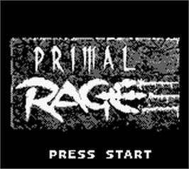 Title screen of Primal Rage on the Nintendo Game Boy.
