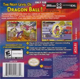 Box back cover for Dragonball GT: Transformation on the Nintendo Game Boy Advance.
