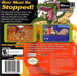 Box back cover for Dragonball Z: Buu's Fury on the Nintendo Game Boy Advance.
