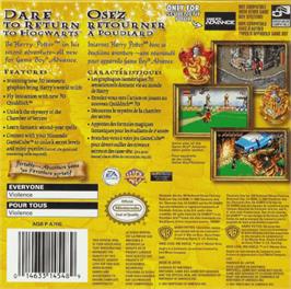Box back cover for Harry Potter and the Chamber of Secrets on the Nintendo Game Boy Advance.