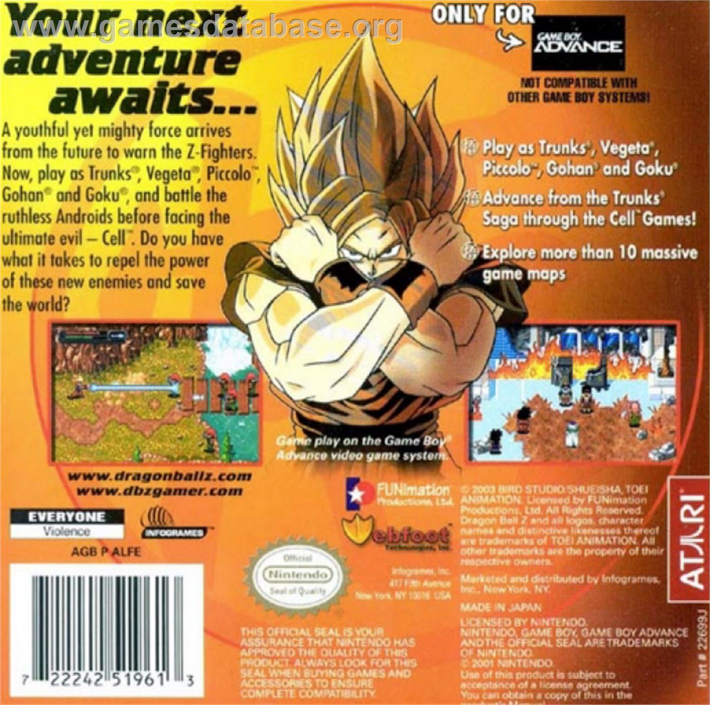 Dragonball Z: Legacy of Goku 2 - Nintendo Game Boy Advance - Artwork - Box Back