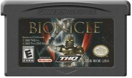 Cartridge artwork for Bionicle: Maze of Shadows on the Nintendo Game Boy Advance.