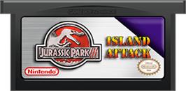Cartridge artwork for Jurassic Park III: Island Attack on the Nintendo Game Boy Advance.