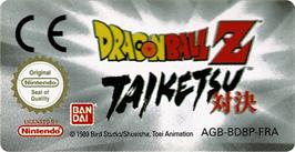 Top of cartridge artwork for Dragonball Z: Taiketsu on the Nintendo Game Boy Advance.