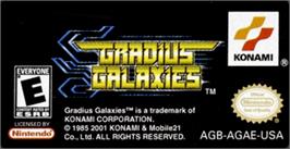 Top of cartridge artwork for Gradius Galaxies on the Nintendo Game Boy Advance.
