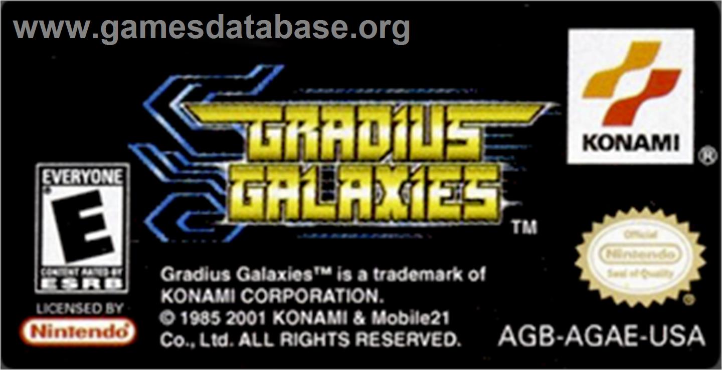 Gradius Galaxies - Nintendo Game Boy Advance - Artwork - Cartridge Top
