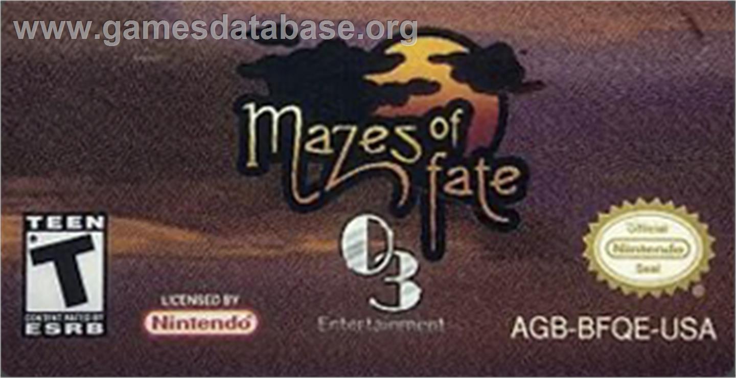 Mazes of Fate - Nintendo Game Boy Advance - Artwork - Cartridge Top