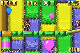 In game image of Aero the Acro-Bat: Rascal Rival Revenge on the Nintendo Game Boy Advance.