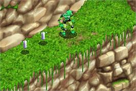 In game image of Bionicle: Maze of Shadows on the Nintendo Game Boy Advance.