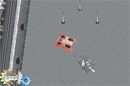 In game image of Robot Wars: Advanced Destruction on the Nintendo Game Boy Advance.