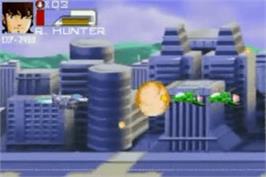 In game image of Robotech: The Macross Saga on the Nintendo Game Boy Advance.