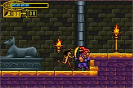 In game image of Scorpion King: Sword of Osiris on the Nintendo Game Boy Advance.