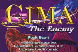 Title screen of CIMA: The Enemy on the Nintendo Game Boy Advance.