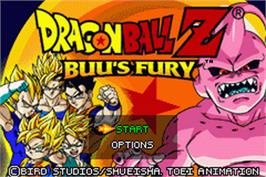 Title screen of Dragonball Z: Buu's Fury on the Nintendo Game Boy Advance.