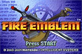 Title screen of Fire Emblem on the Nintendo Game Boy Advance.