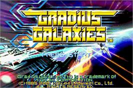 Title screen of Gradius Galaxies on the Nintendo Game Boy Advance.