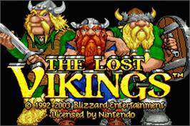 Title screen of Lost Vikings on the Nintendo Game Boy Advance.