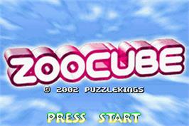 Title screen of ZooCube on the Nintendo Game Boy Advance.