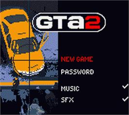 Title screen of Grand Theft Auto 2 on the Nintendo Game Boy Color.