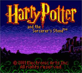 Title screen of Harry Potter and the Sorcerer's Stone on the Nintendo Game Boy Color.