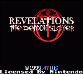 Title screen of Revelations: The Demon Slayer on the Nintendo Game Boy Color.