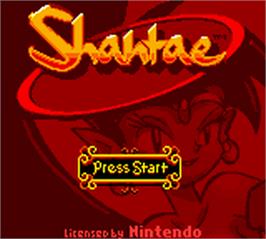 Title screen of Shantae on the Nintendo Game Boy Color.