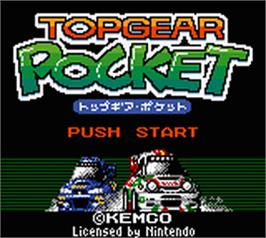 Title screen of Top Gear Pocket on the Nintendo Game Boy Color.