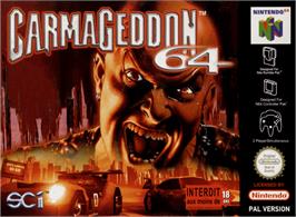 Box cover for Carmageddon 64 on the Nintendo N64.