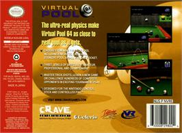 Box back cover for Virtual Pool 64 on the Nintendo N64.