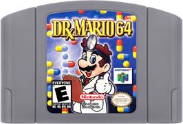 Cartridge artwork for Dr. Mario 64 on the Nintendo N64.