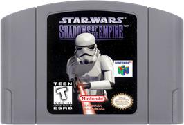 Cartridge artwork for Star Wars: Shadows of the Empire on the Nintendo N64.
