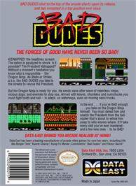 Box back cover for Bad Dudes on the Nintendo NES.