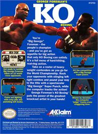 Box back cover for George Foreman's KO Boxing on the Nintendo NES.