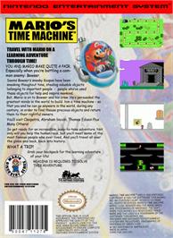 Box back cover for Mario's Time Machine on the Nintendo NES.