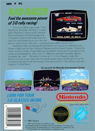 Box back cover for Rad Racer on the Nintendo NES.