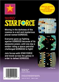 Box back cover for Star Force on the Nintendo NES.
