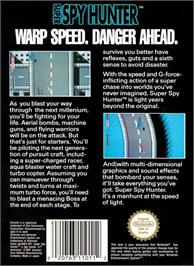 Box back cover for Super Spy Hunter on the Nintendo NES.