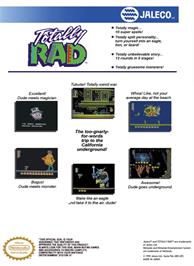 Box back cover for Totally Rad on the Nintendo NES.