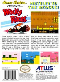 Box back cover for Wacky Races on the Nintendo NES.