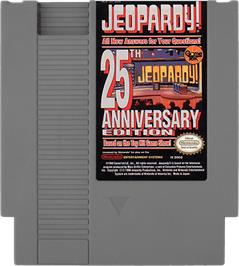 Cartridge artwork for Jeopardy! 25th Anniversary Edition on the Nintendo NES.