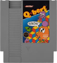 Cartridge artwork for Q*bert on the Nintendo NES.