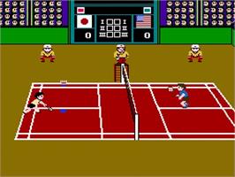 In game image of Super Dyna'mix Badminton on the Nintendo NES.