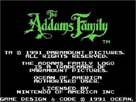 Title screen of Addams Family, The on the Nintendo NES.